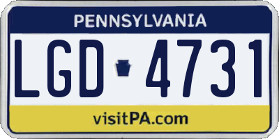 PA license plate LGD4731