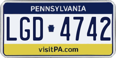 PA license plate LGD4742