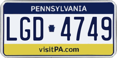 PA license plate LGD4749