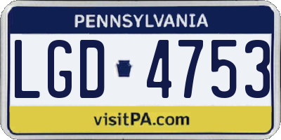 PA license plate LGD4753