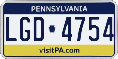 PA license plate LGD4754