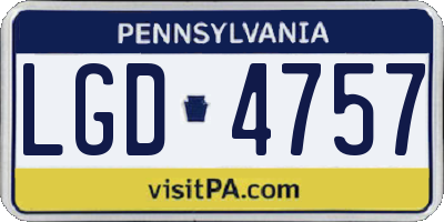 PA license plate LGD4757