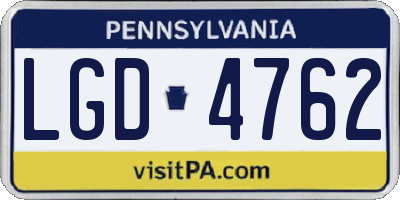 PA license plate LGD4762
