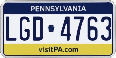 PA license plate LGD4763