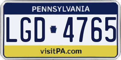 PA license plate LGD4765