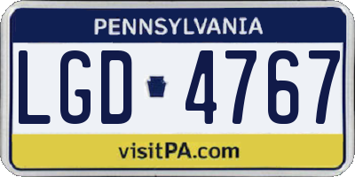 PA license plate LGD4767