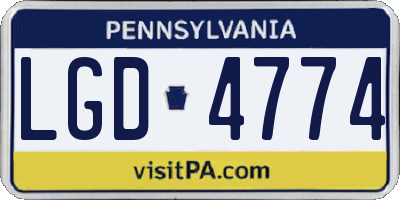 PA license plate LGD4774