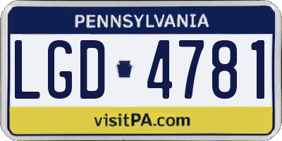 PA license plate LGD4781