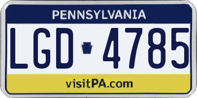 PA license plate LGD4785