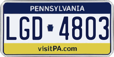 PA license plate LGD4803
