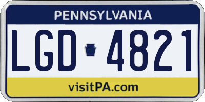 PA license plate LGD4821