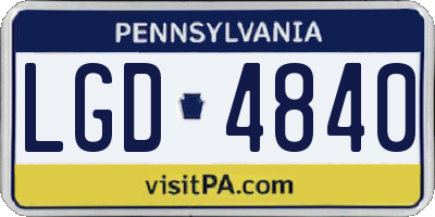 PA license plate LGD4840