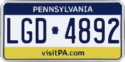PA license plate LGD4892