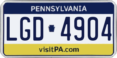 PA license plate LGD4904