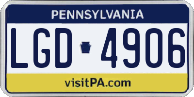 PA license plate LGD4906