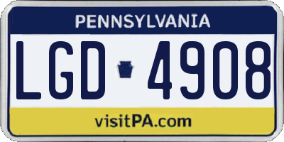 PA license plate LGD4908