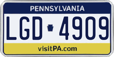 PA license plate LGD4909