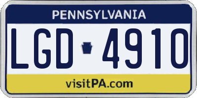 PA license plate LGD4910