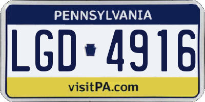 PA license plate LGD4916