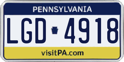 PA license plate LGD4918