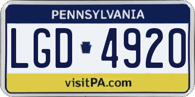 PA license plate LGD4920