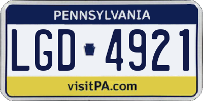 PA license plate LGD4921