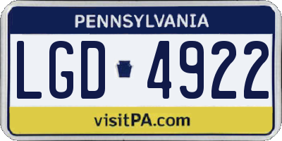 PA license plate LGD4922