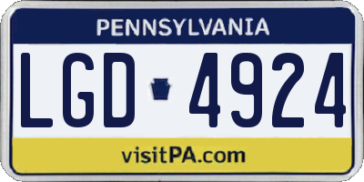 PA license plate LGD4924