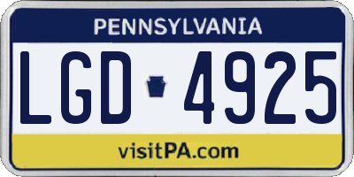 PA license plate LGD4925