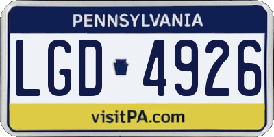 PA license plate LGD4926