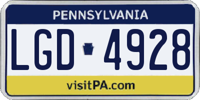 PA license plate LGD4928