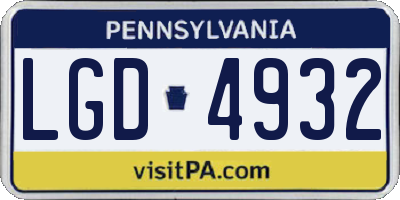 PA license plate LGD4932