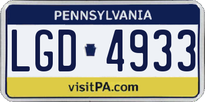 PA license plate LGD4933