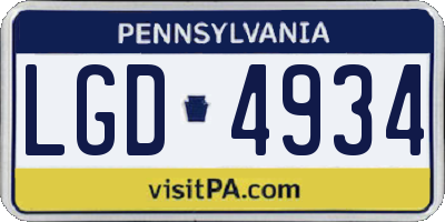 PA license plate LGD4934