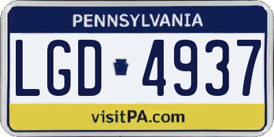 PA license plate LGD4937