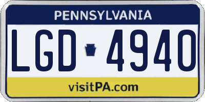 PA license plate LGD4940