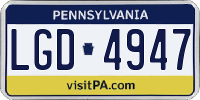 PA license plate LGD4947