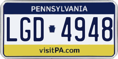 PA license plate LGD4948