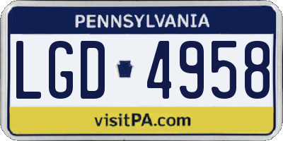 PA license plate LGD4958
