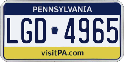 PA license plate LGD4965