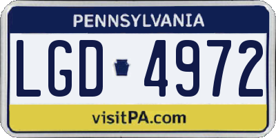 PA license plate LGD4972