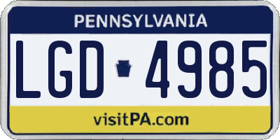 PA license plate LGD4985