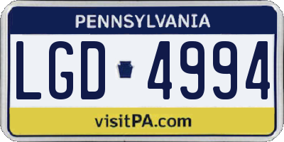 PA license plate LGD4994