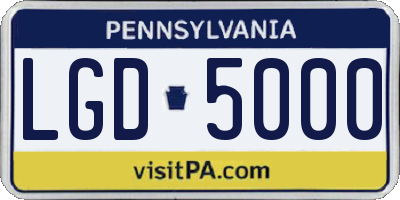 PA license plate LGD5000