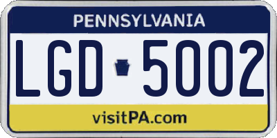 PA license plate LGD5002