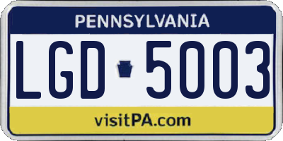 PA license plate LGD5003