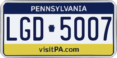 PA license plate LGD5007