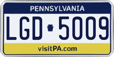 PA license plate LGD5009
