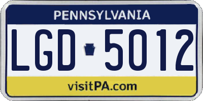 PA license plate LGD5012