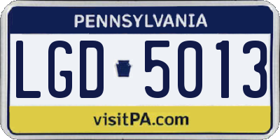 PA license plate LGD5013